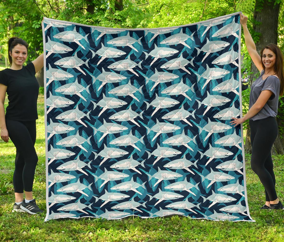 Shark Design Print Quilt Bedspread