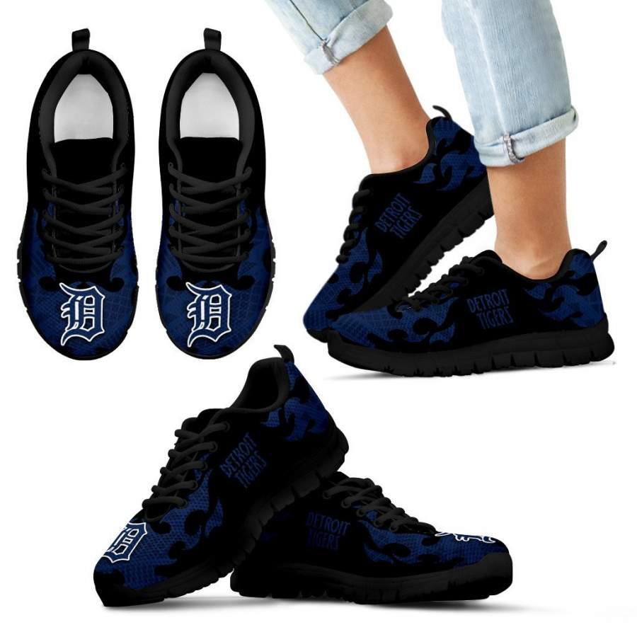 Tribal Flames Pattern Detroit Tigers Sneakers