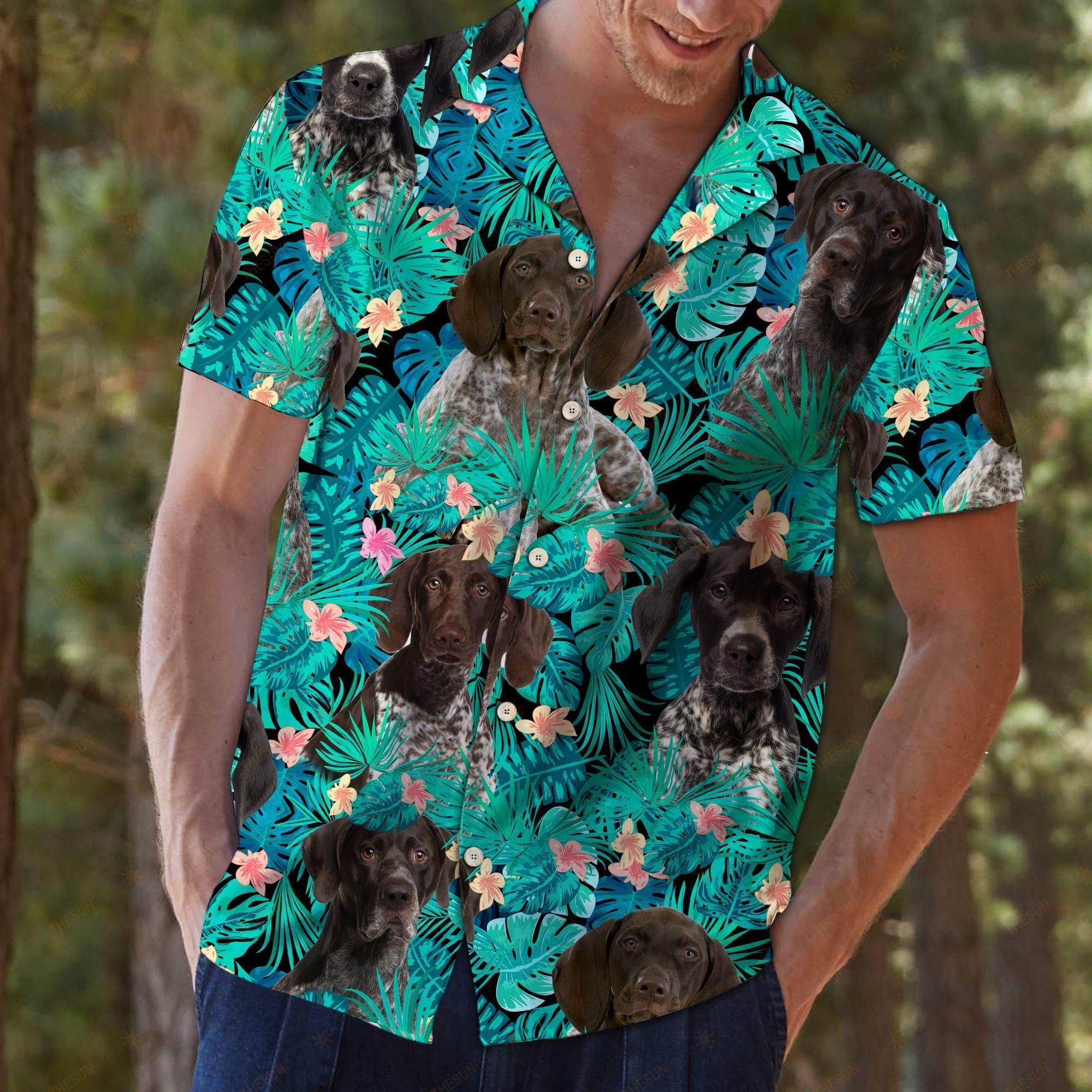 German Shorthaired Pointer Tropical Hawaiian Shirt Ha110739