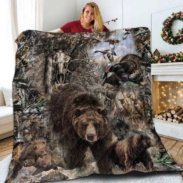 Animal Big Brown Bear Quilt Blanket Great Customized Blanket Gifts For Birthday Christmas Thanksgiving Anniversary