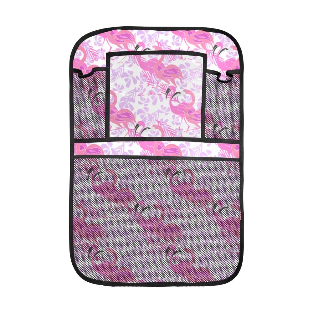 Pink Flamingo Flower Pattern Car Seat Back Organizer