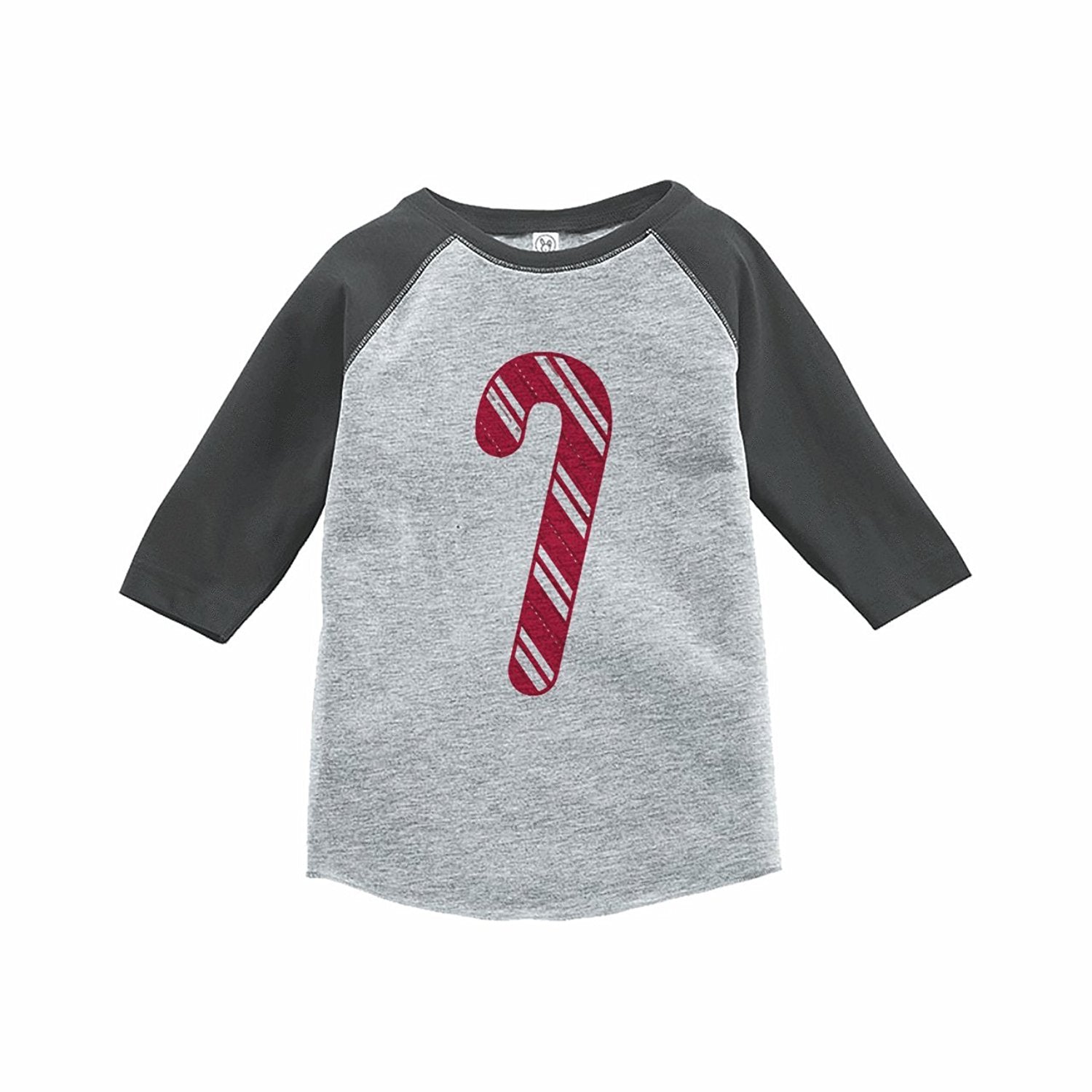 7 Ate 9 Apparel Kids Candy Cane Grey Raglan Tee