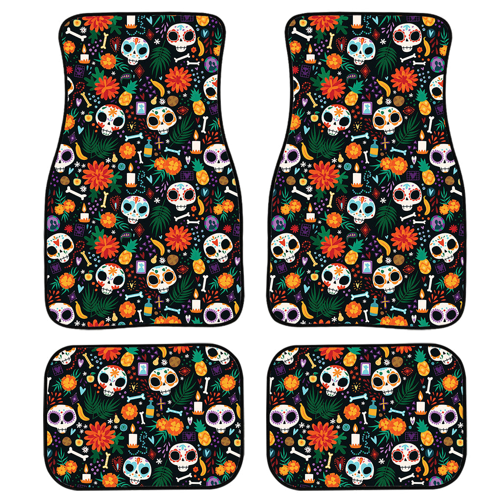 Dia De Los Muertos Day Of The Dead Print Front And Back Car Floor Mats, Front Car Mat