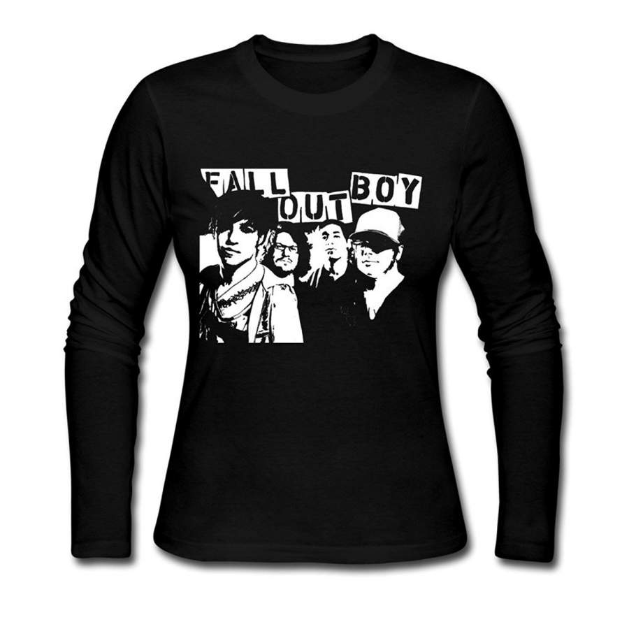 Custom Funny T Shirts Women’s Fall Out Boy Band Tour Long Sleeve T-shirt Black Short Sleeve Women’s Casual T-shirt