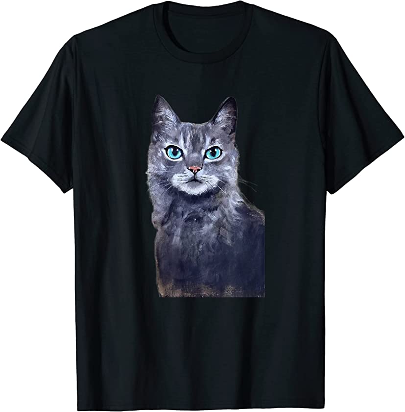 Cute kitten shirt Grey Cat With Blue Eyes T-Shirt