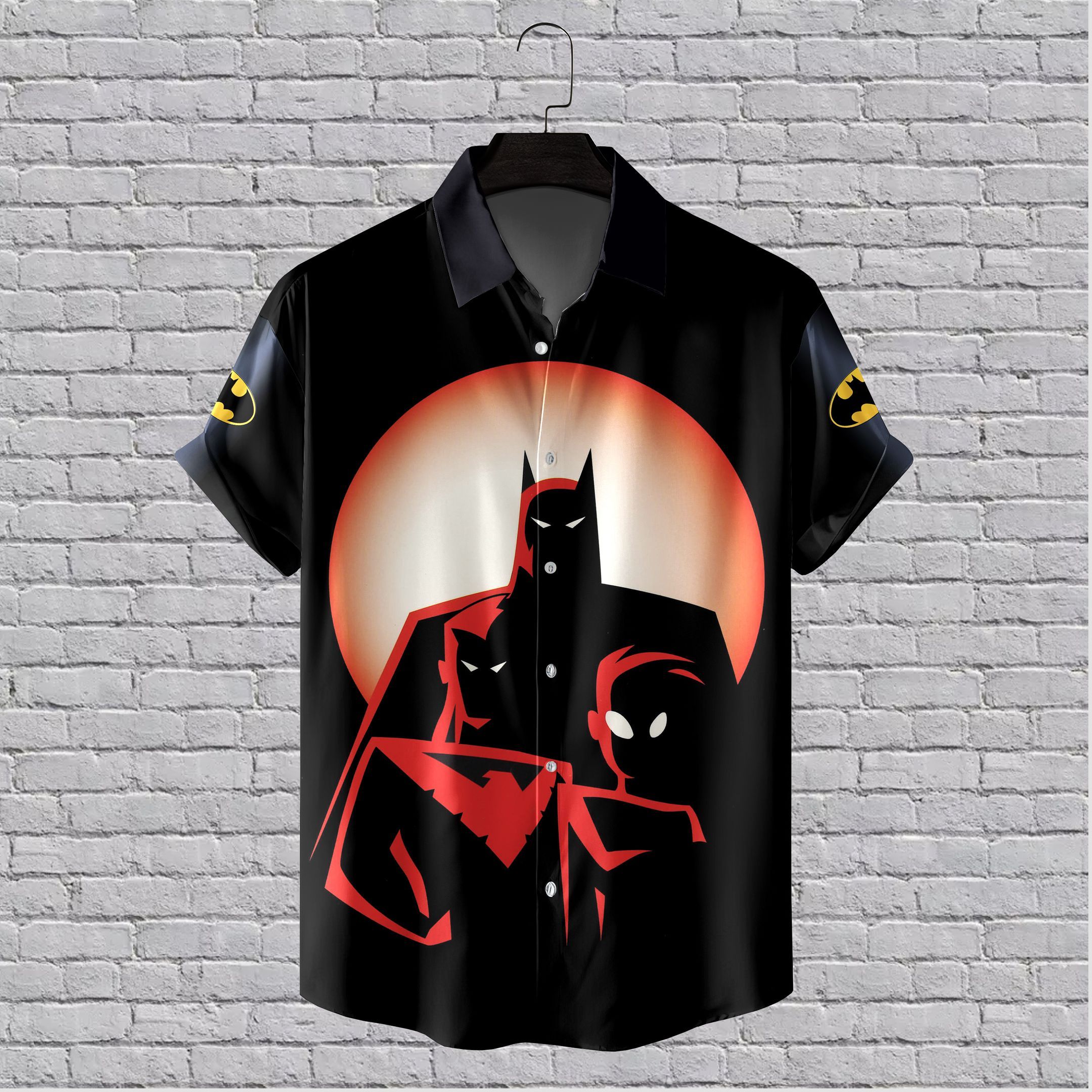 Batman Midnight Animated Print Short Sleeve Hawaiian Shirt Y97