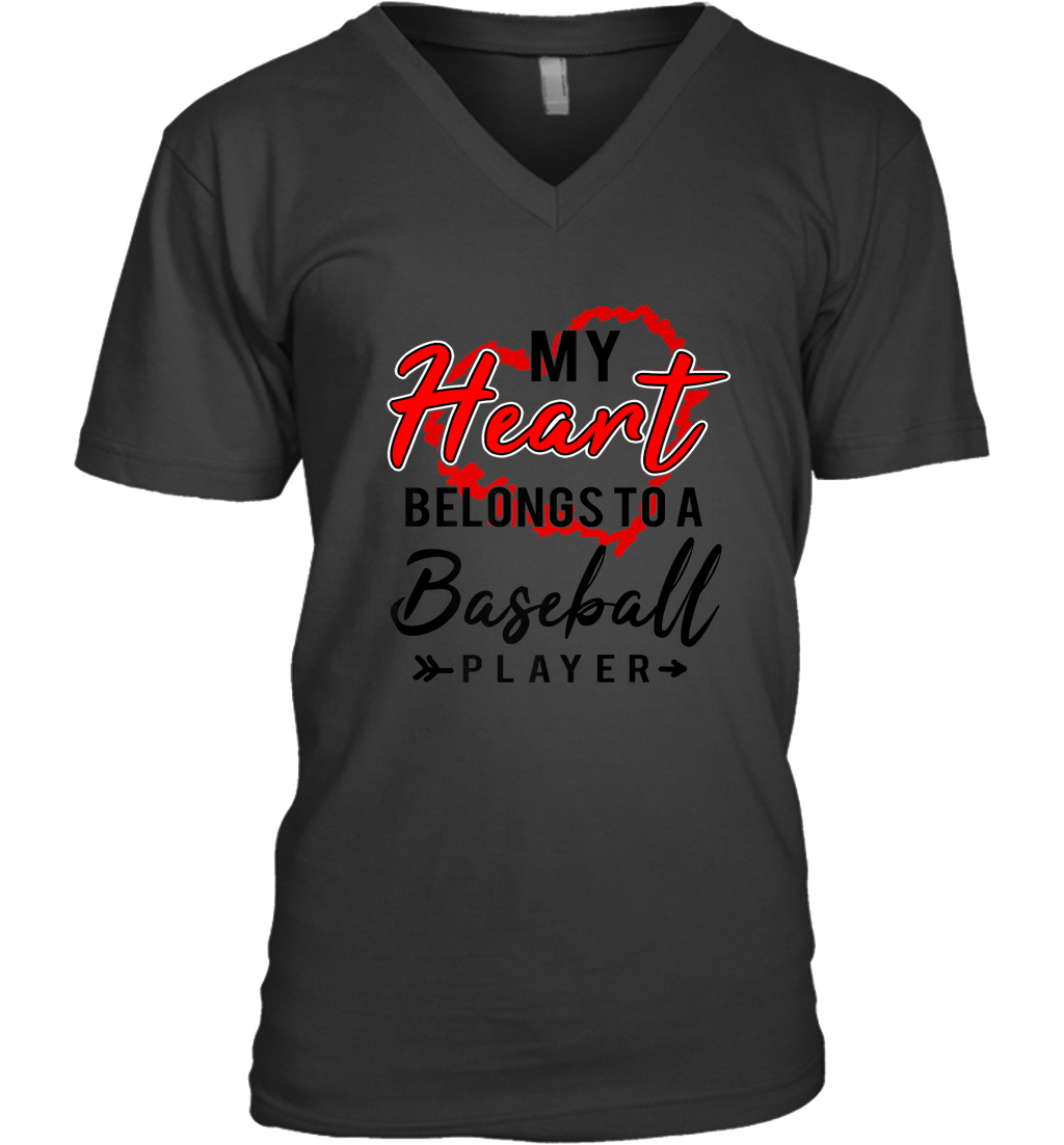 My Heart Belongs To A Baseball Player Valentines Day Gift Men’s V-Neck