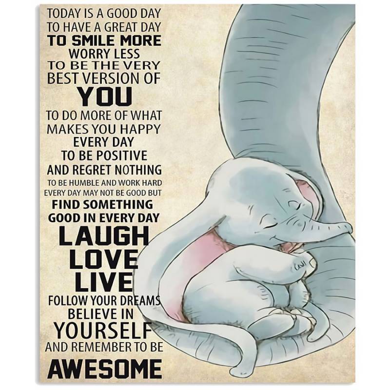 Today Is A Good Day Lovely Message With Elephant Design Vertical Poster