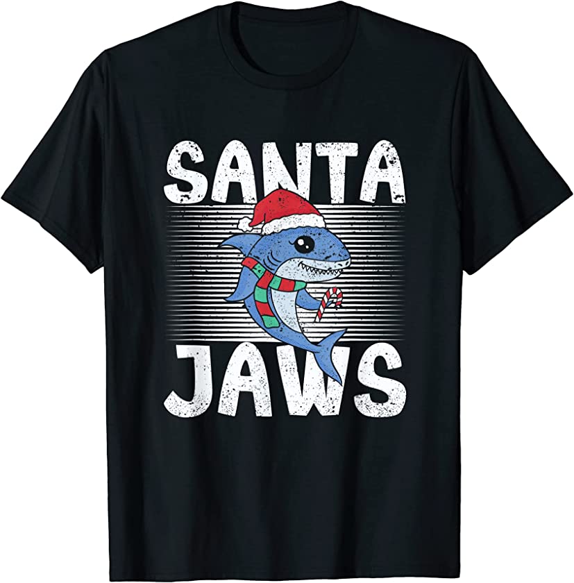 Christmas Shark Claus Xmas PJs Anglers Fishermen Santa Jaws T-Shirt