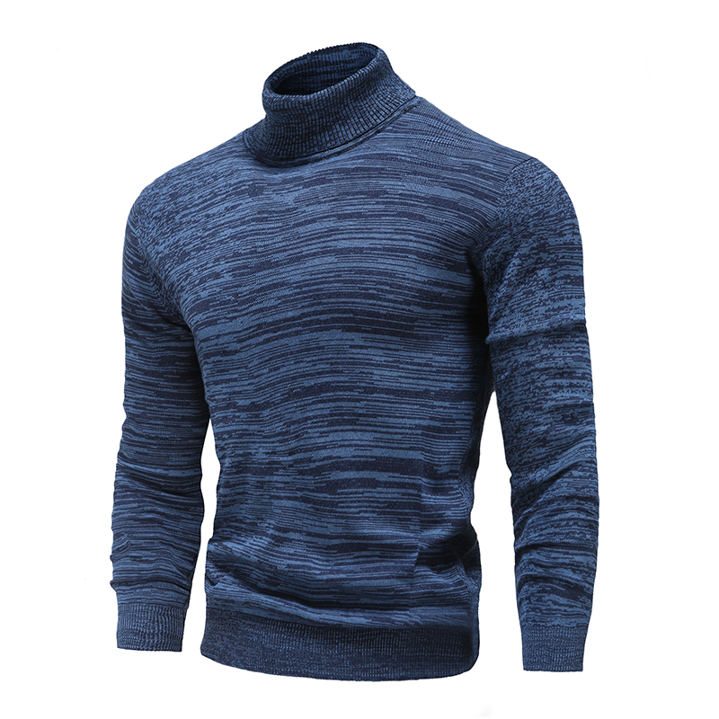 2022 New Autumn Winter Men High Neck Sweater Cotton Slim Fit male Knitted Pullover Casual Knitwear Man alx