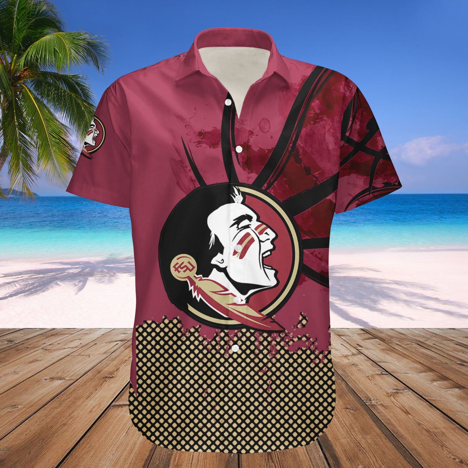 Florida State Seminoles Hawaii Shirt Basketball Net Grunge Pattern – NCCA