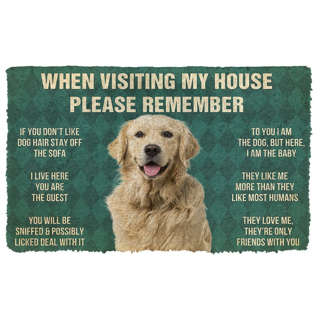 Gearhumans  GearHuman 3D Please Remember Golden Retriever Dog’s House Rules Doormat