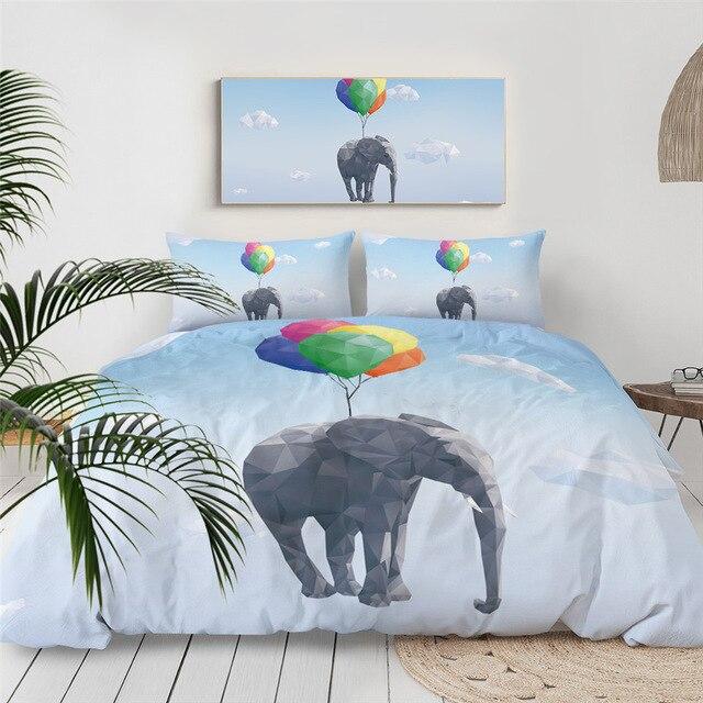 Flying Elephant 3 Pieces Quilted Comforter Set