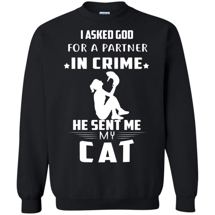 AGR I Asked God For A Partner In Crime He Sent Me My Cat Sweatshirt