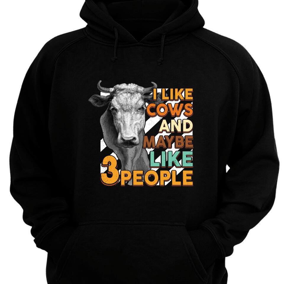 I Like Cows And Maybe Like 3 People Cow Farm Farmer Retro Hoodie