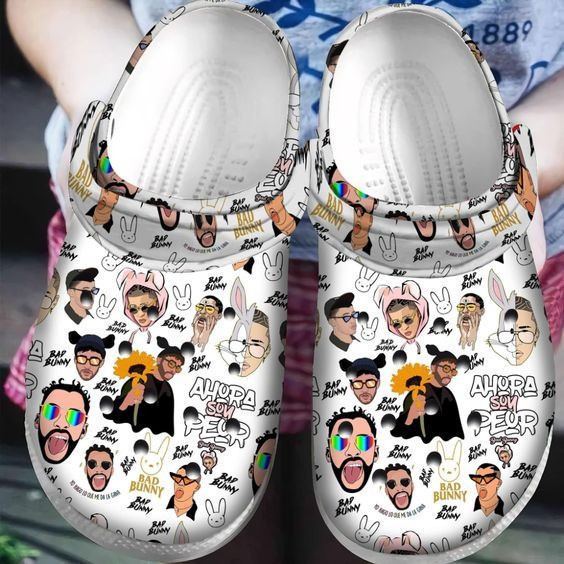 Bad Bunny Singer Cute Face Ahora Gift Rubber clog Shoes Comfy Footwear