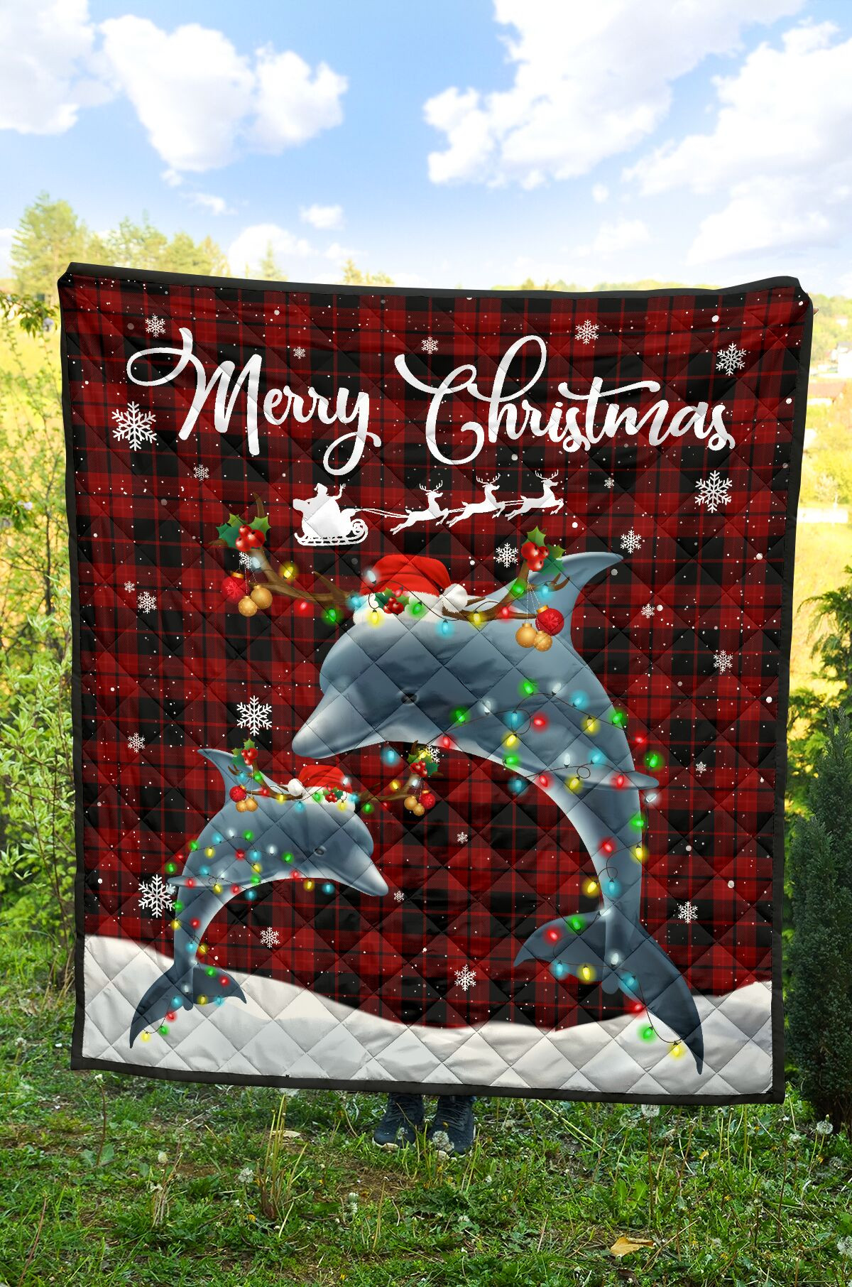 Dolphin Merry Christmas Quilt Blanket Great Gifts For Birthday Christmas Thanksgiving Anniversary