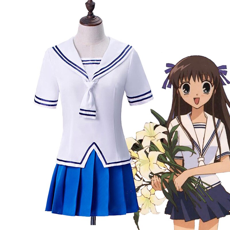 Anime Fruits Basket Honda Tohru Cosplay Costumes JK Japanese School Uniform Aldult Woman Short Skirt Halloween Suit alx