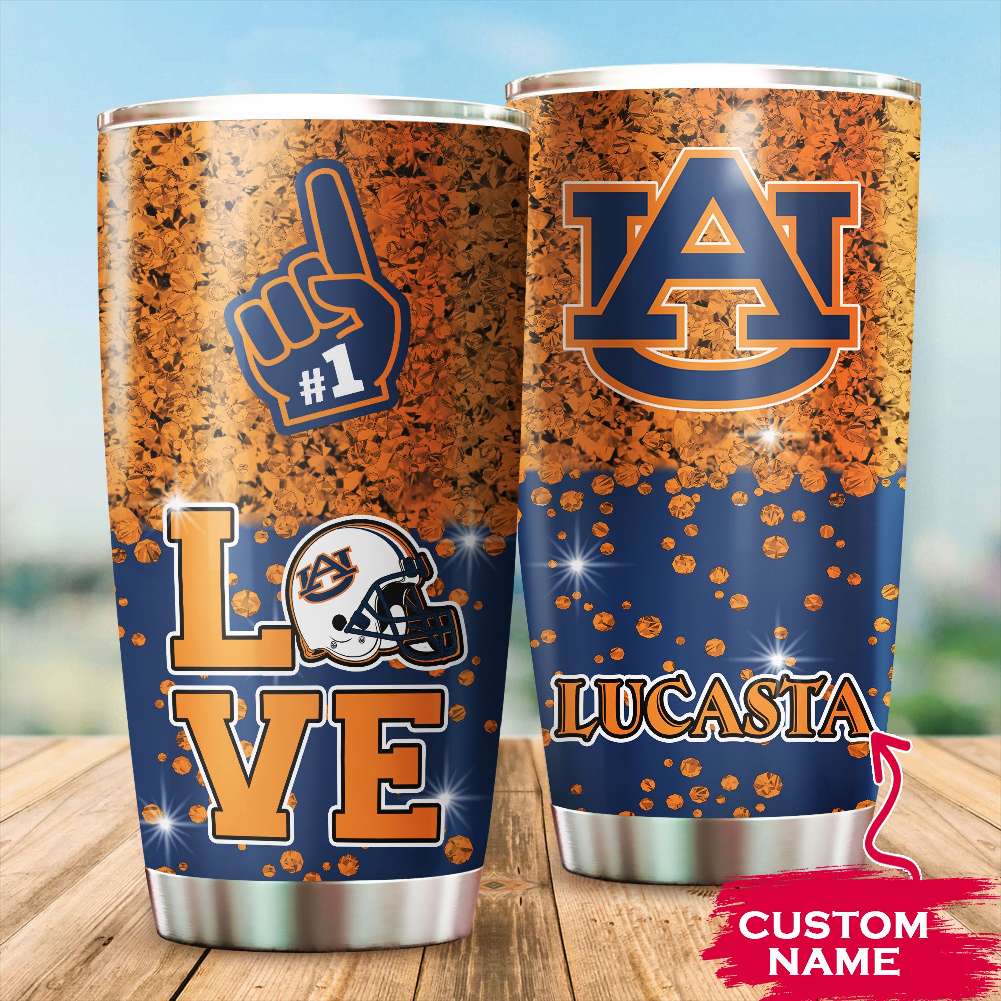 Auburn Tigers Diamond Tumbler Custom Name 257 L1TTT226