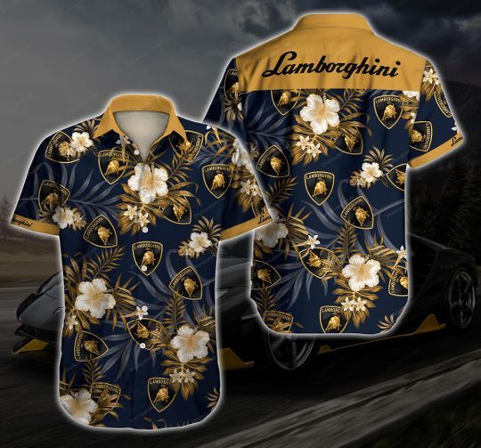 Lamborghini Hawaiian Graphic Print Short Sleeve Casual Shirt Ha108221