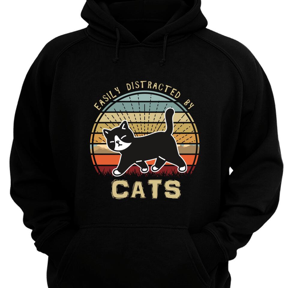 Trending Personalized – Easily Distracted By Cats Customized Hoodie, Unique Gift For Cat Owner