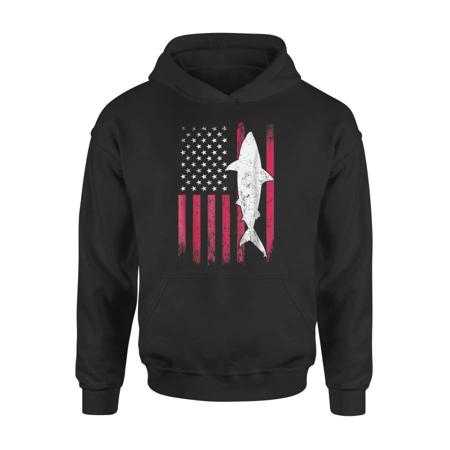 Bull Shark Distressed American Flag Premium Hoodie