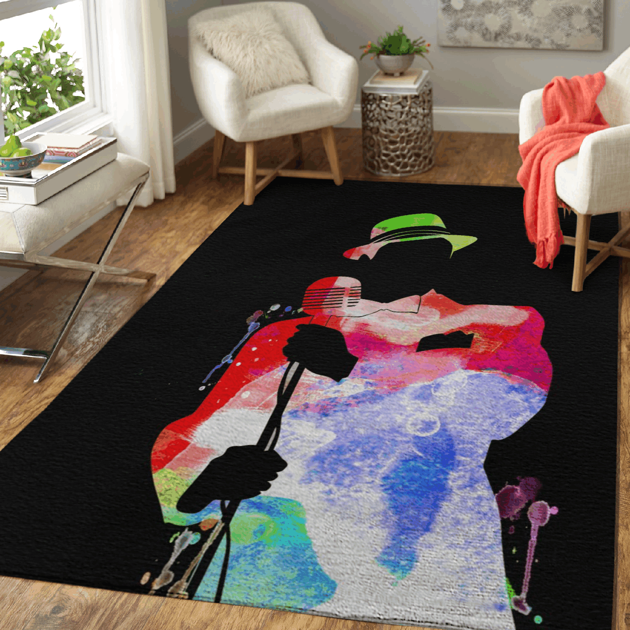 Frank Sinatra Watercolor – American Singer Art For Fans Area Rug