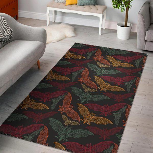 Aztec Bat Halloween Pattern Print Home Decor Rectangle Area Rug