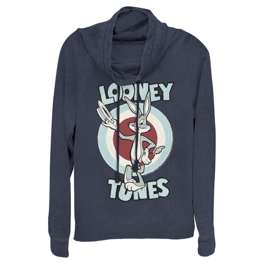 Looney Tunes Junior’s Hats Off Bugs Bunny  Cowl Neck Sweatshirt