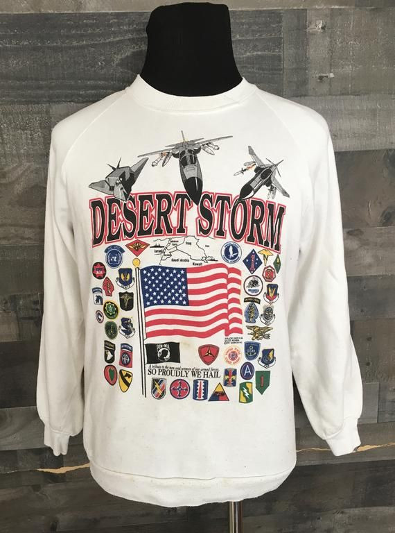 Vintage 90S Operation Desert Storm 1990S Military War Usa Crewneck Shirt 90S American Pride Military Forces Crewneck Shirt