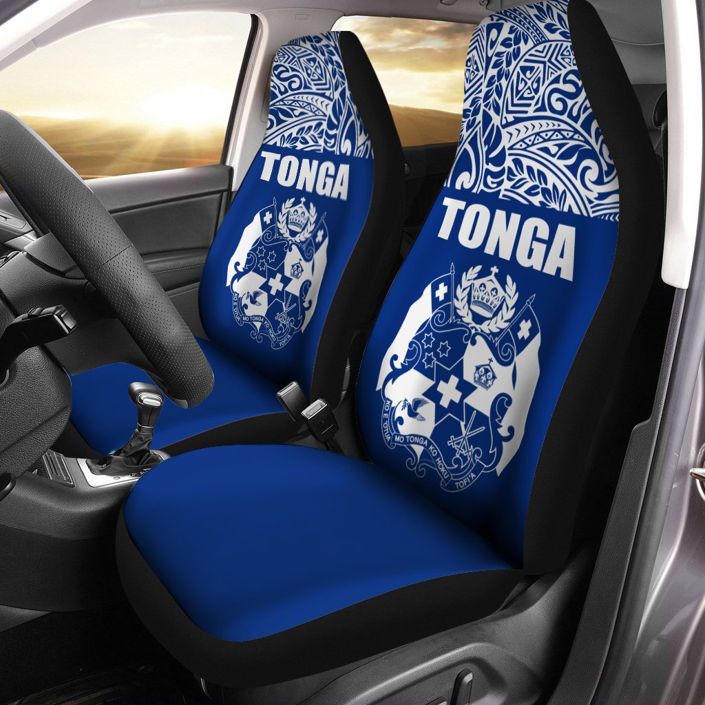 Tonga Polynesian Blue And White Car Seat Cover