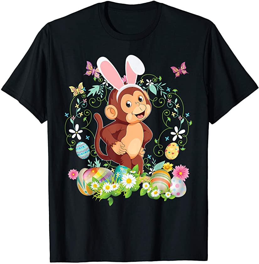 Bunny Monkey Happy Easter Day Lover Egg Hunt Lovely Cute T-Shirt