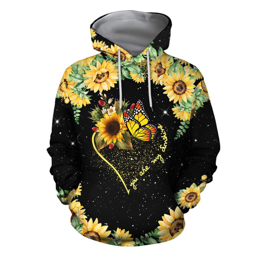 You Are My Sunshine Butterfly Hoodie Dress Women JJW25082004