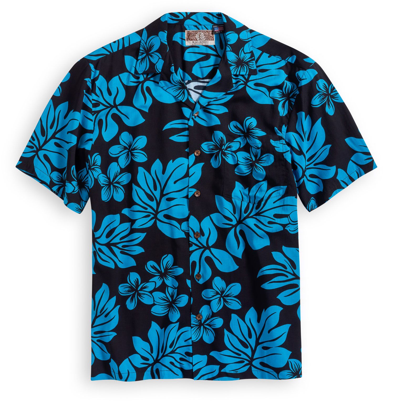 Plumeria Blue Black Best Design Hawaii Shirt Ha77816