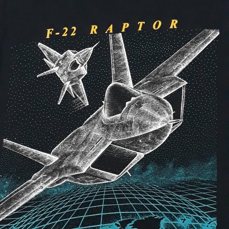 Vtg F 22 Raptor Fighter Jet Plane Taille Petit Blackbird T-Shirt