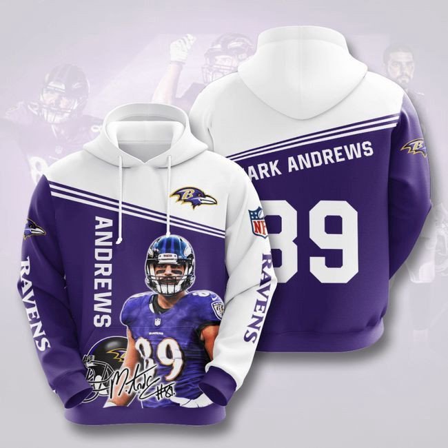 Baltimore Ravens 89 Mark Andrews 42 Unisex 3D Hoodie Gift For Fans