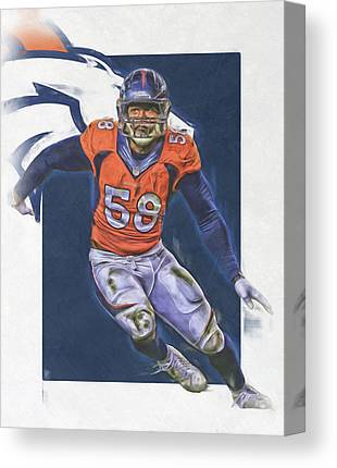 Von Miller Denver Broncos Oil Art Joe Hamilton Canvas Print