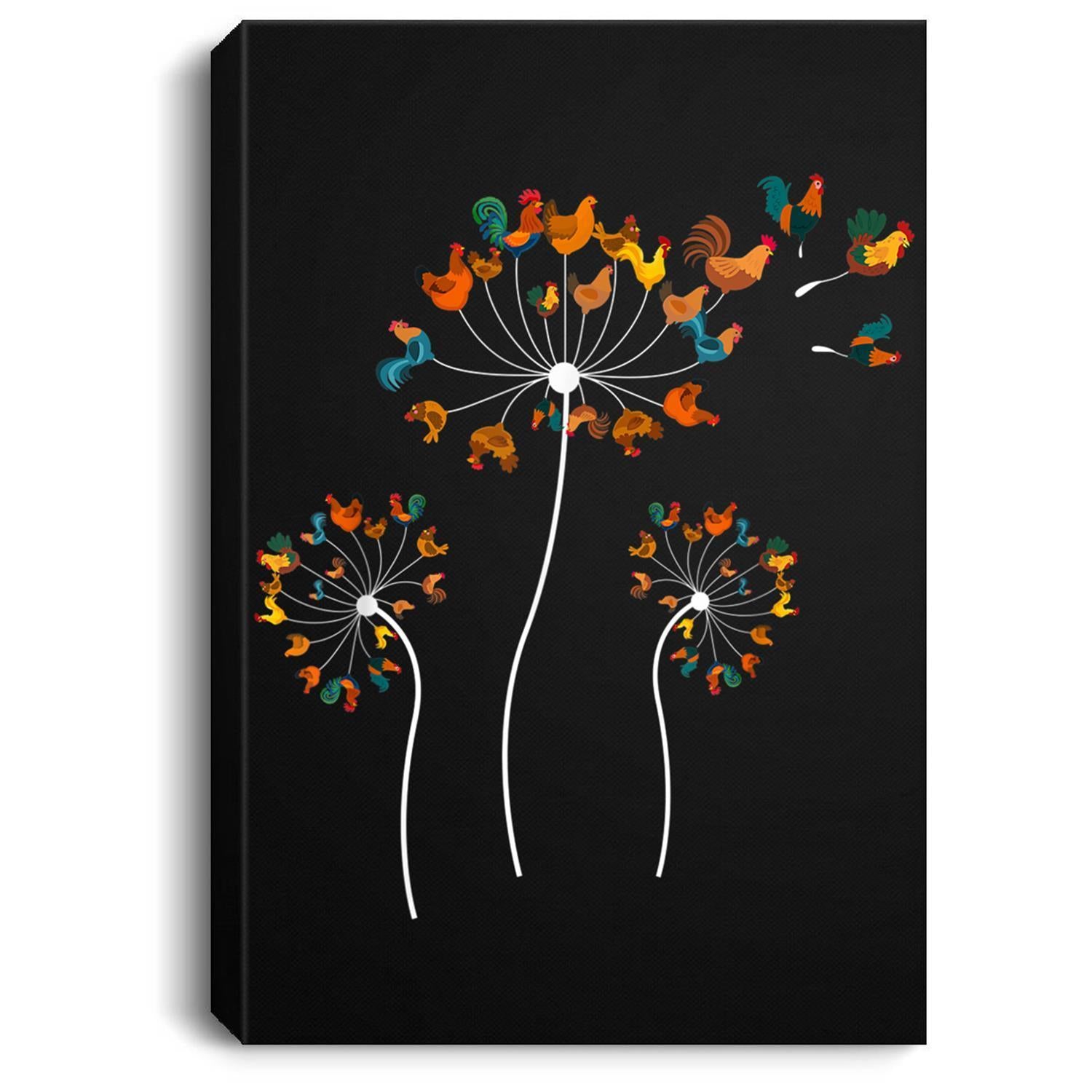 Dandelion Chicken Flower – Floral Chicken Christmas Gift Canvas Wall Art