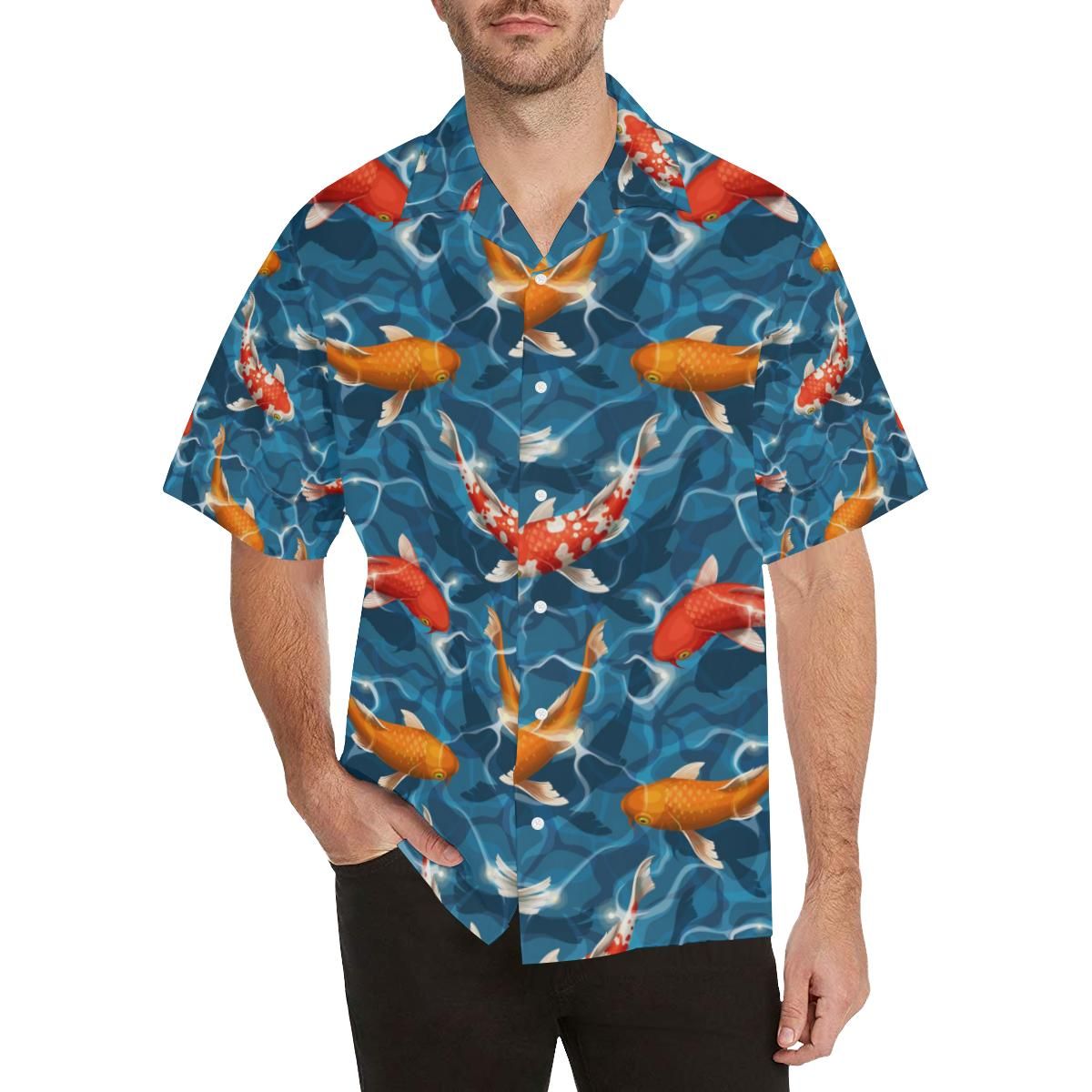 Koi Fish Carp In Water Pattern All Over Print Hawaii Shirt Ha6492