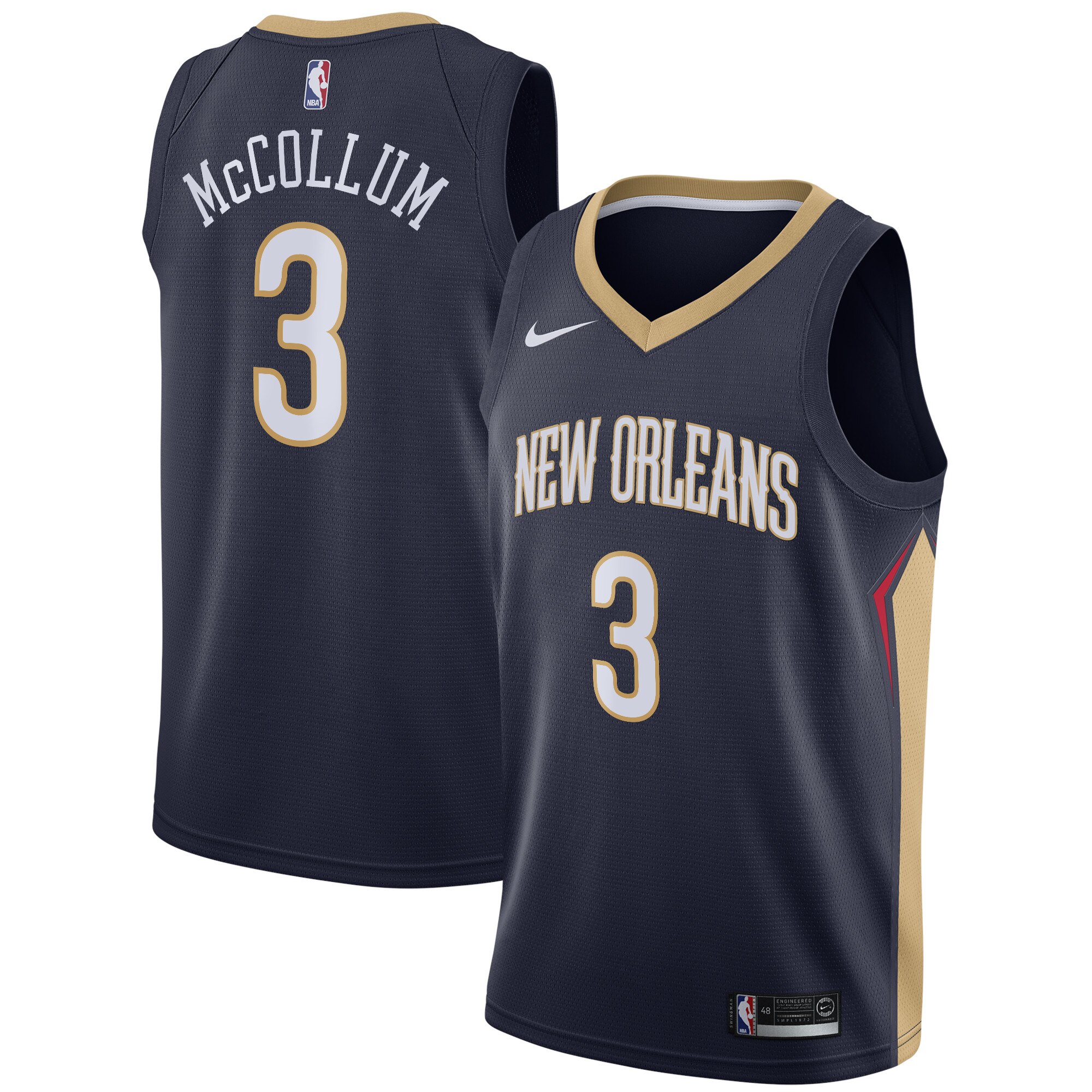 New Orleans Pelicans Icon Edition Swingman Jersey – Navy – C.J. McCollum – Mens –