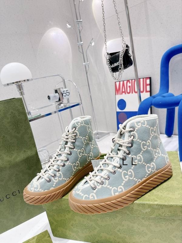 Gucci High-top Maxi GG Women Shoes Sneakers, Light Blue SNK392266995