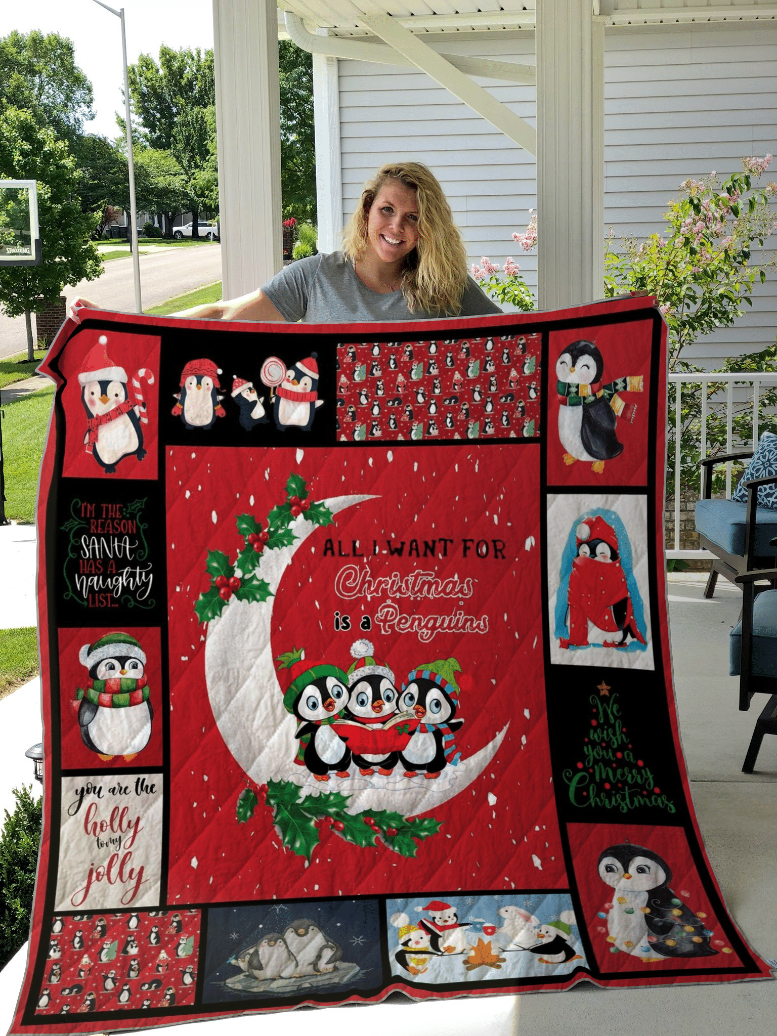 Penguin Christmas CL15100273MDQ Quilt Blanket