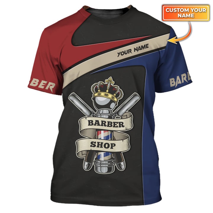 Barber Shop Tshirt Custom Barber Tee Shirt Barber Shop 3D Logo Shirt, Uniform Gift Barber