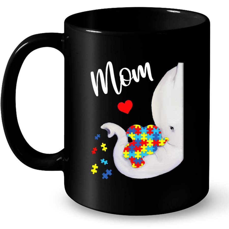 Autism Awareness Autism Elephant Mom – Full-Wrap Coffee Black Mug