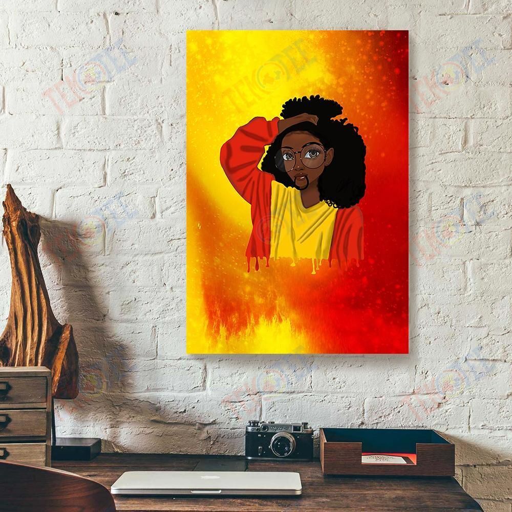 Canvas Painting Afro Black Girl Curly Hair Vertical Canvas Wall Art Attractive Living Room Bedroom Bathroom Home Decoration