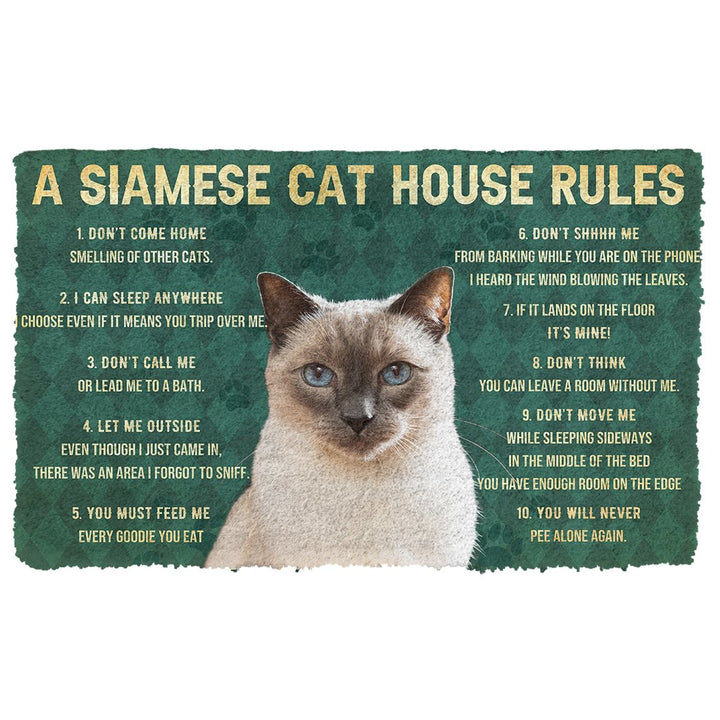 Waybackapparel House Rules Siamese Cat 3D Doormat