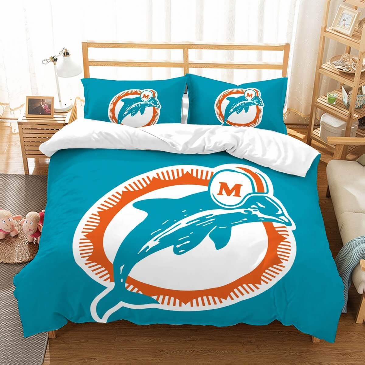 3d Customize Miami Dolphins Bedding Set Duvet Cover Set Bedroom Set Bedlinen