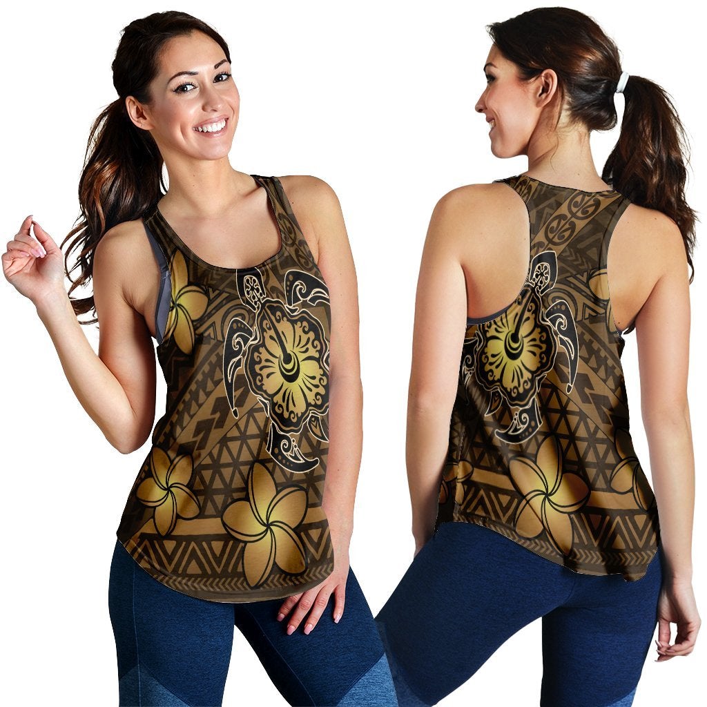 Hawaiian Mix Polynesian Turtle Plumeria Racerback Tank Ah Nick Style Brown Ha108509