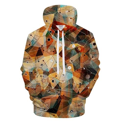 Orange Geometric Pattern Hoodie