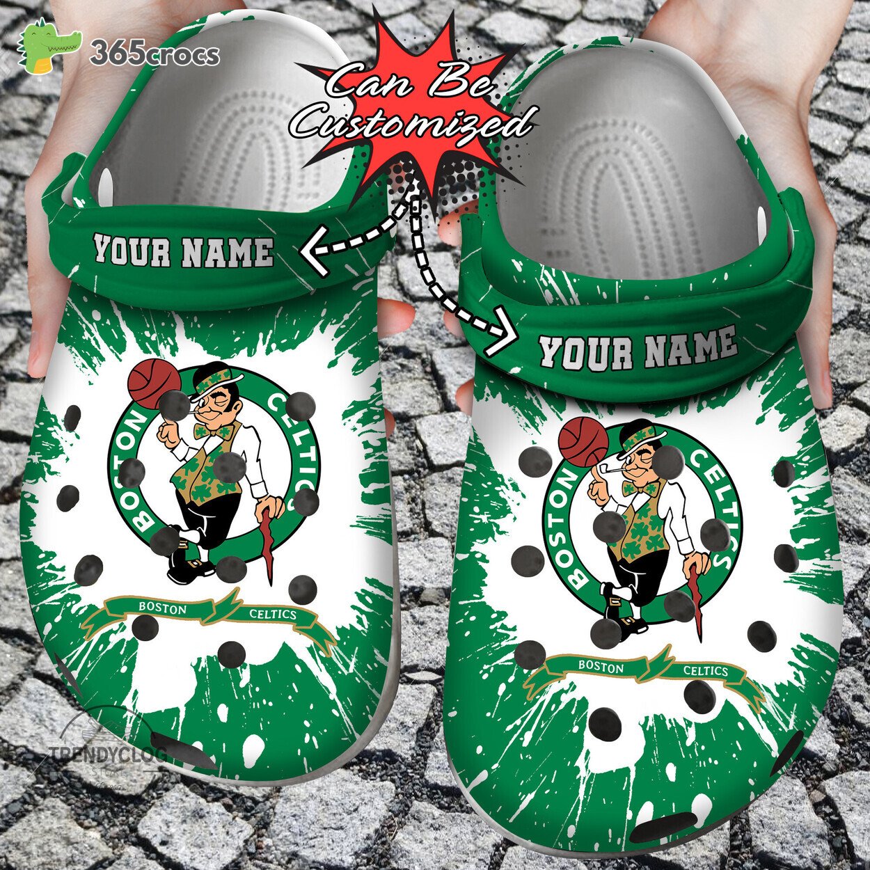 Celebrate Court Heroes Personalized Boston Celtics Basketball Clog Shoes